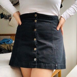 Black Denim A-Line Skirt